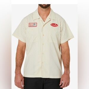 Deus Ex Machina Foreman Stripe Shirt in Light Beige , size Large